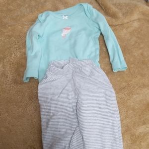 Three 3-6 month baby outfits